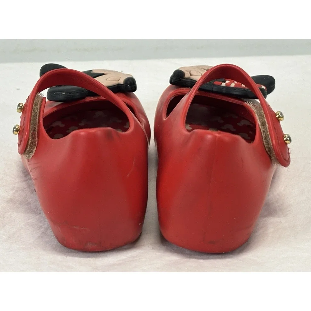 Mini Melissa Girls Red Minnie Mickey Mouse Shoes Size 7 Toddler Mary Jane